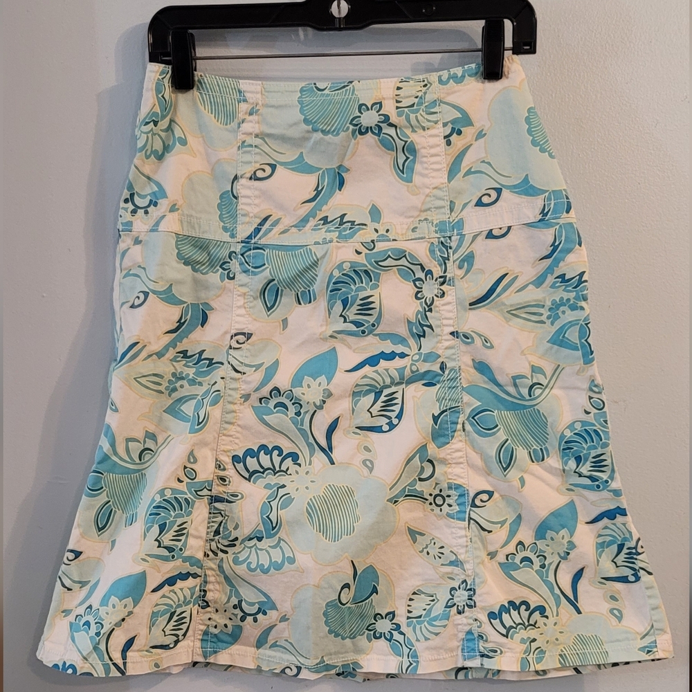 Mexx skirt Shades Of blue White Tropical Floral cotton stretch skirt Size 4